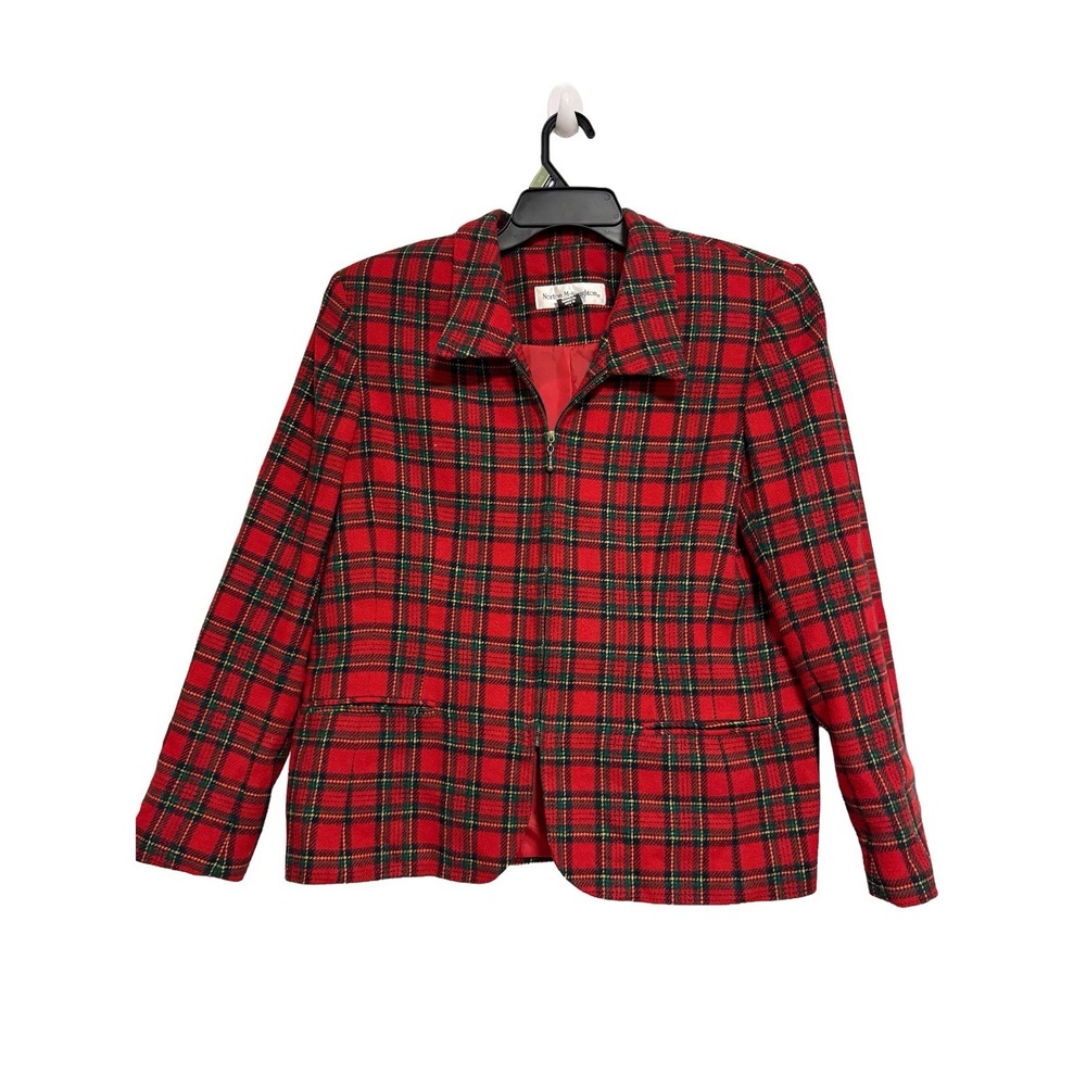 Norton McNaughton Blazer‎ Women 14 Tartan Plaid Wool Sports Coat Jacket Vtg 90s